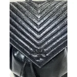 Victoria’s Secret Bundle Shiny Black Backpack NWOT & Beige Perforated Wristlet Black Victorias Secret Fringe Backpack NO Zipper/... | Depop main image 4